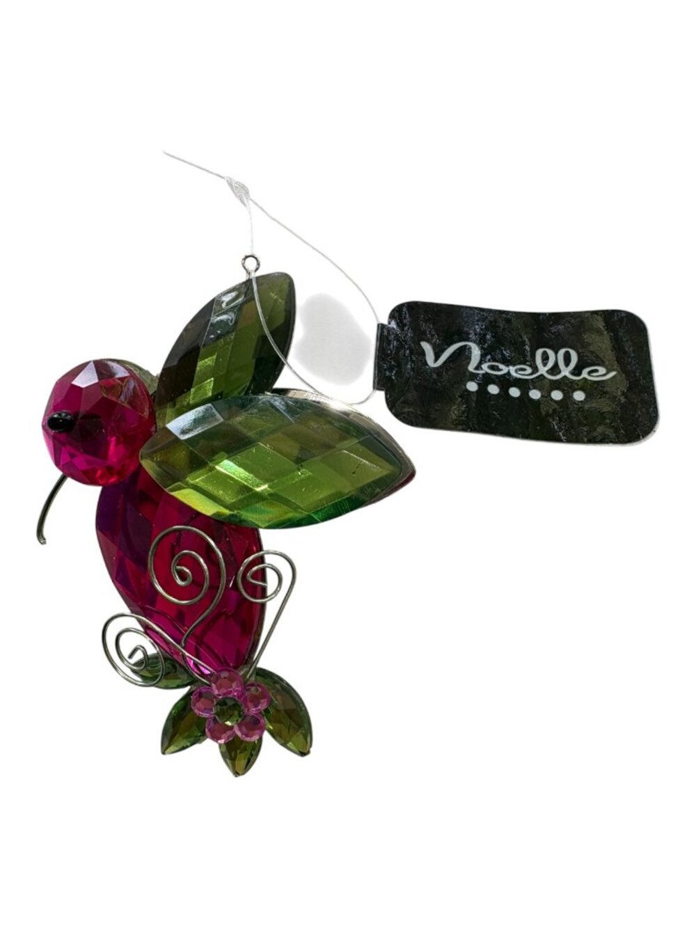 Noelle Acrylic Crystal Hummingbird Ornament/Suncatcher Pink Green (2682-1)